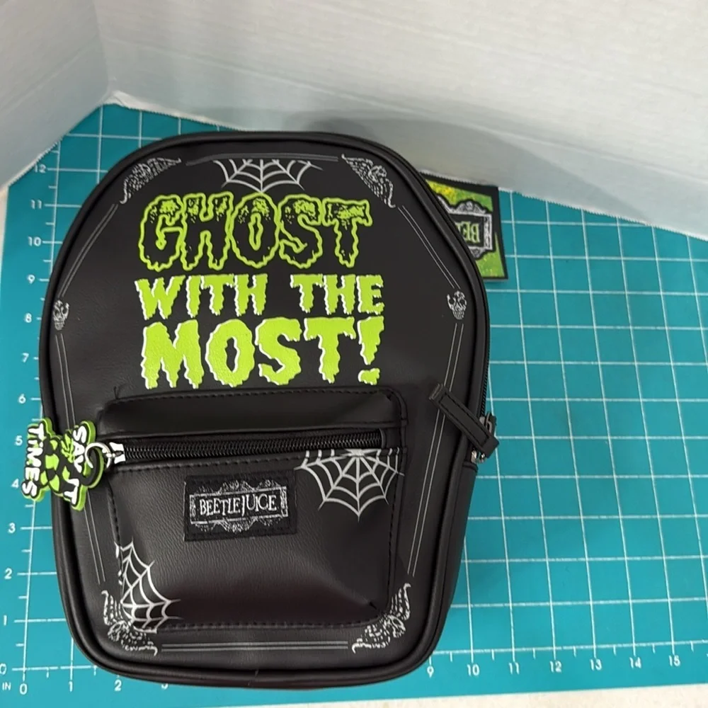 Beetlejuice Black “Ghost With The Most” Mini Backpack 11x9x3 New With Tags